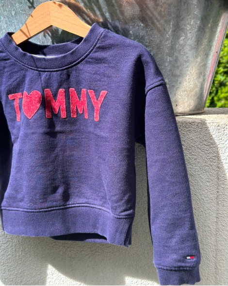 Mikina dětská Tommy Hilfiger modrá s nápisem